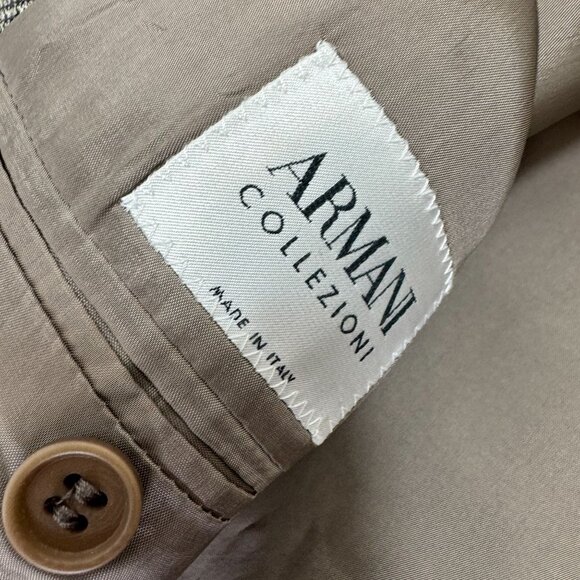 Armani Collezioni Sport Coat Blazer Jacket 54R US 44R 3 Button Beige Italy Made - Picture 4 of 11